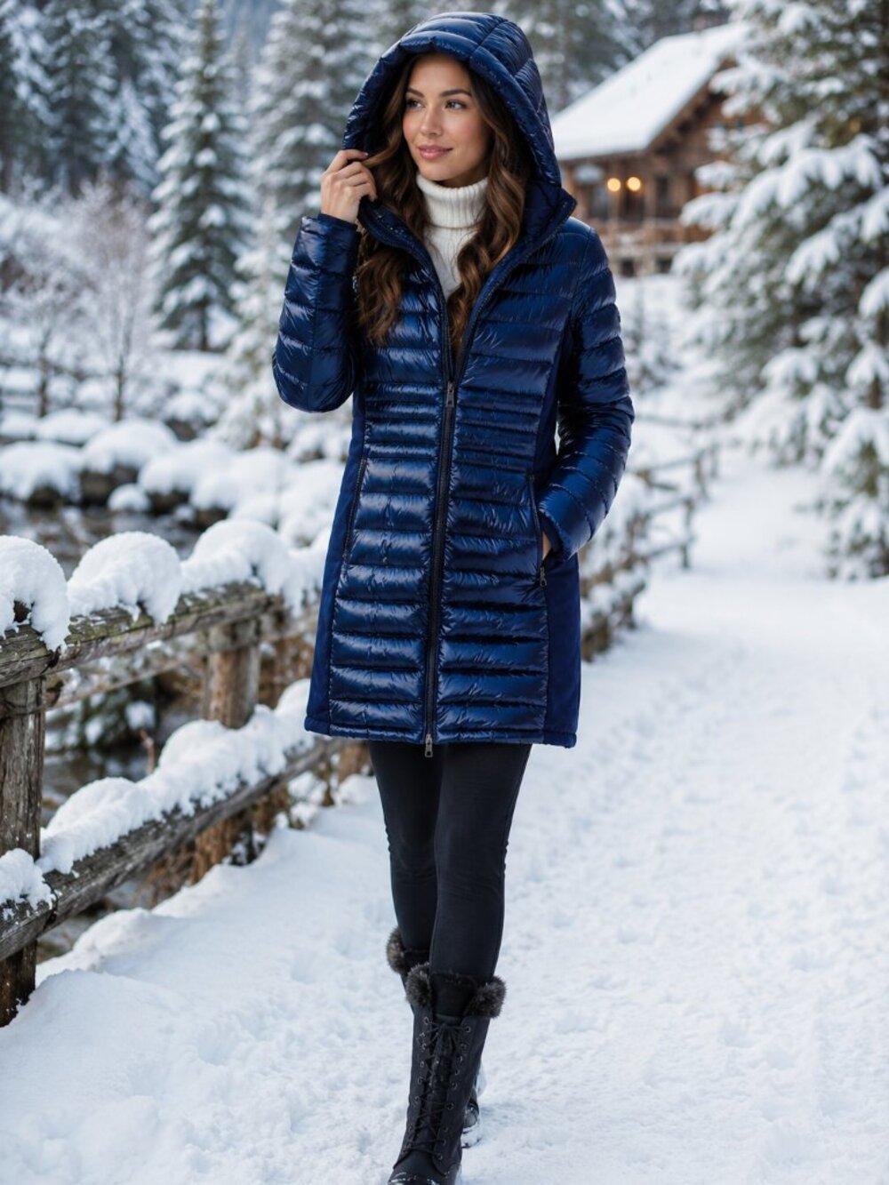 Calvin Klein Long Light-weight Puffer JacketDown Coat. Shine Slate Blue. Large